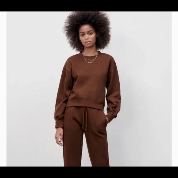 Zara basic sweatshirt deep brown L